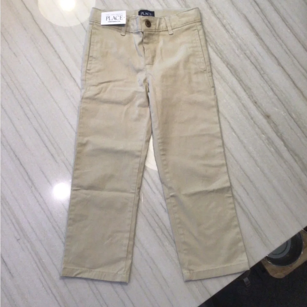 The Children's Place Tan Khaki Cotton Adjustable Waist Pants NEW Boys Sz 5